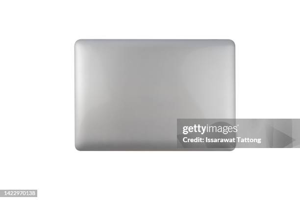 modern laptop computer isolated on white background. top view object and close up image. - closed stock photos et images de collection