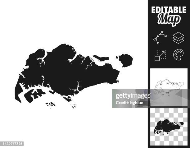 ilustrações de stock, clip art, desenhos animados e ícones de singapore maps for design. easily editable - cidade de singapura