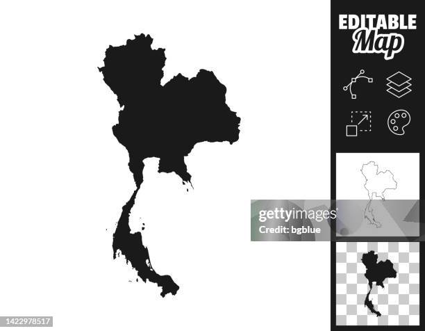 thailand maps for design. easily editable - bangkok map stock illustrations