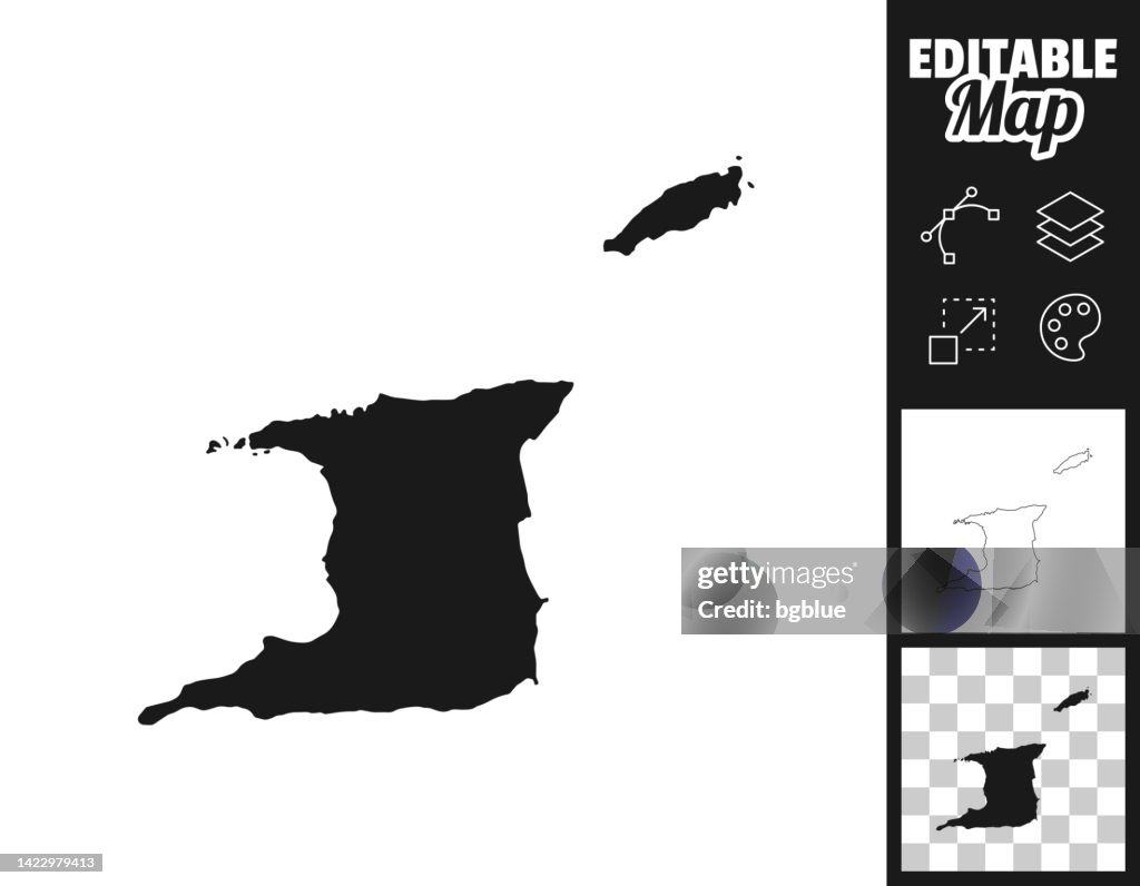 Mapas de Trinidad y Tobago para el diseño. Fácilmente editable