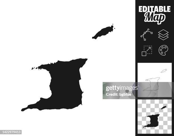 トリニダード・トバゴはデザインのためのマップ。簡単に編集可能 - トリニダードトバゴ共和国点のイラスト素材／クリップアート素材／マンガ素材／アイコン素材