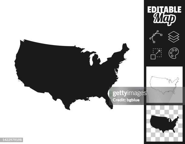 ilustraciones, imágenes clip art, dibujos animados e iconos de stock de mapas de ee.uu. para el diseño. fácilmente editable - américa del norte