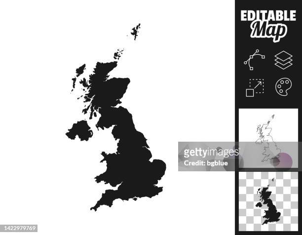 ilustrações de stock, clip art, desenhos animados e ícones de united kingdom maps for design. easily editable - uk