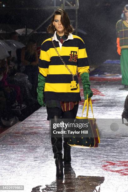 Vivienne Rohner walks the runway at the Tommy Factory New York Fall 2022 fashion show at Skyline Drive-In during New York Fashion Week on September...
