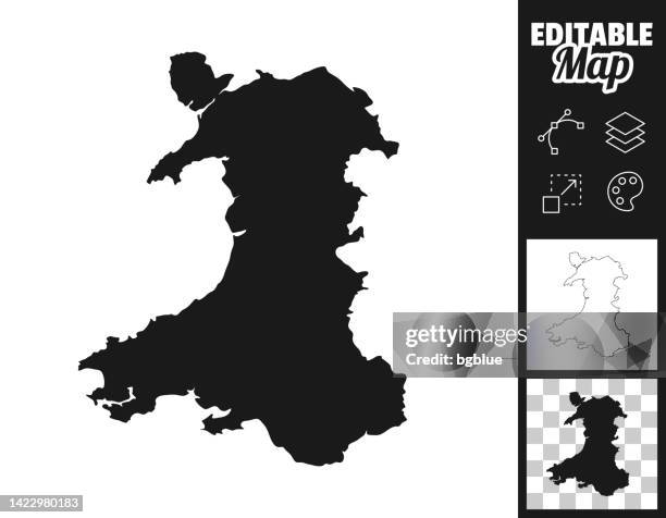 illustrazioni stock, clip art, cartoni animati e icone di tendenza di mappe del galles per il design. facilmente modificabile - galles meridionale