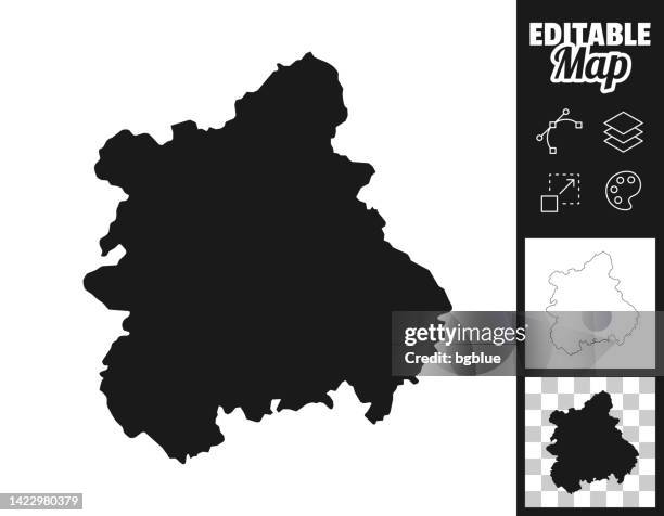 ilustraciones, imágenes clip art, dibujos animados e iconos de stock de mapas de west midlands para el diseño. fácilmente editable - birmingham condado de west midlands