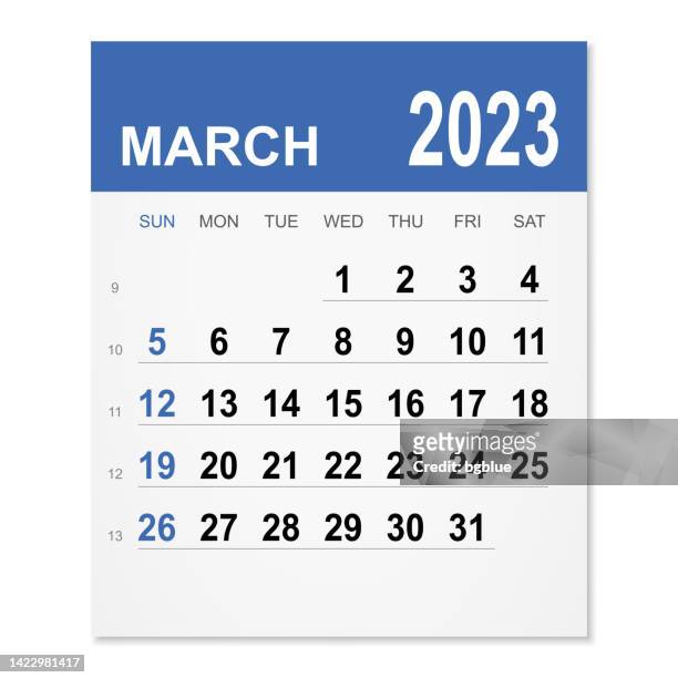 ilustraciones, imágenes clip art, dibujos animados e iconos de stock de calendario marzo 2023 - marzo