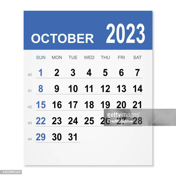 stockillustraties, clipart, cartoons en iconen met october 2023 calendar - oktober