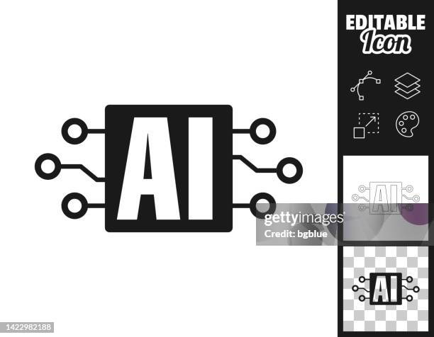 artificial intelligence ai and circuit board. icon for design. easily editable - artificial intelligence logo stock illustrations