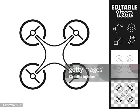 Drone - Quadcopter. Icon for design. Easily editable Drone - Quadcopter. Icon for design. Easily editable