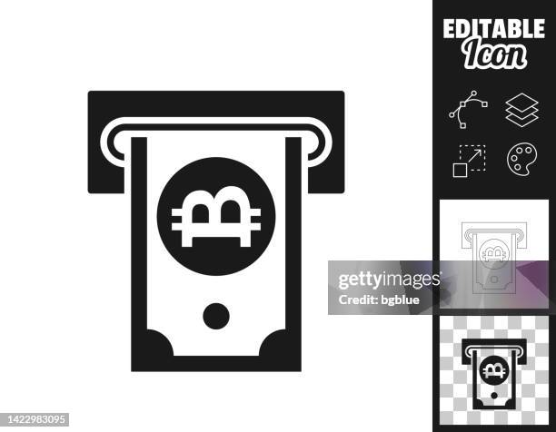 bitcoin withdrawal. icon for design. easily editable - automatic payment machine stock illustrations