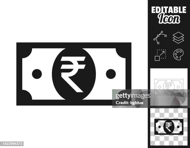 indian rupee banknote. icon for design. easily editable - indian currency notes stock illustrations