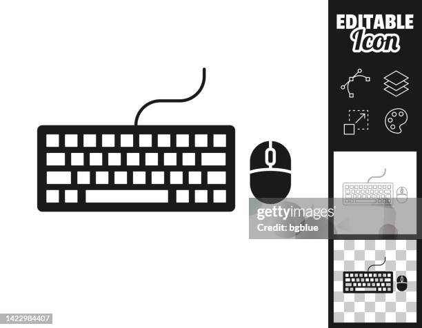 keyboard and mouse. icon for design. easily editable - computer keyboard clipart stock illustrations