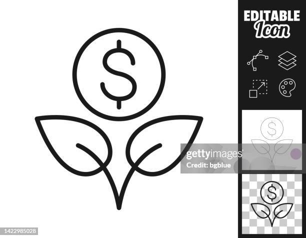stockillustraties, clipart, cartoons en iconen met growing dollar. icon for design. easily editable - welvaart
