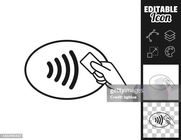 illustrazioni stock, clip art, cartoni animati e icone di tendenza di pagamento contactless. icona per il design. facilmente modificabile - pagamento senza contatto