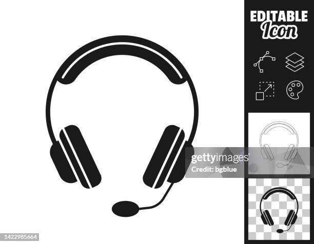 headset. icon für design. leicht editierbar - in ear headphones stock-grafiken, -clipart, -cartoons und -symbole