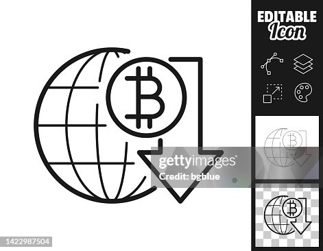 Bitcoin rate decrease. Icon for design. Easily editable Bitcoin rate decrease. Icon for design. Easily editable