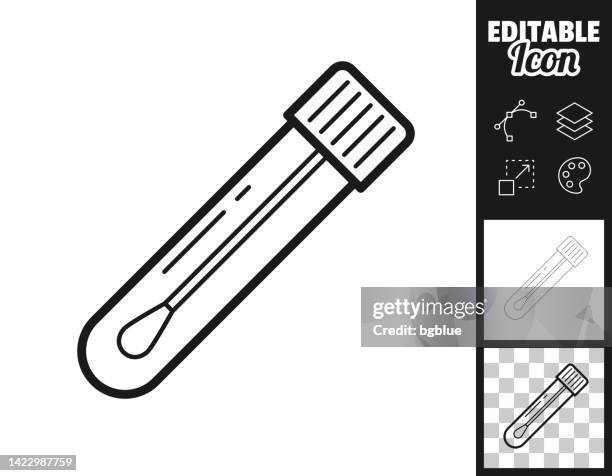 stockillustraties, clipart, cartoons en iconen met test tube with cotton swab. icon for design. easily editable - cotton swab