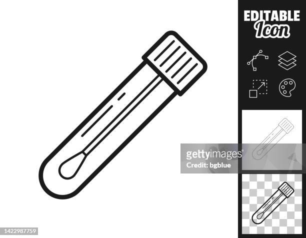 test tube with cotton swab. icon for design. easily editable - saliva bodily fluid stock illustrations