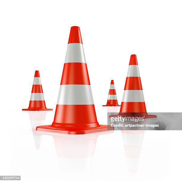 four orange traffic cones - traffic cone 個照片及圖片檔