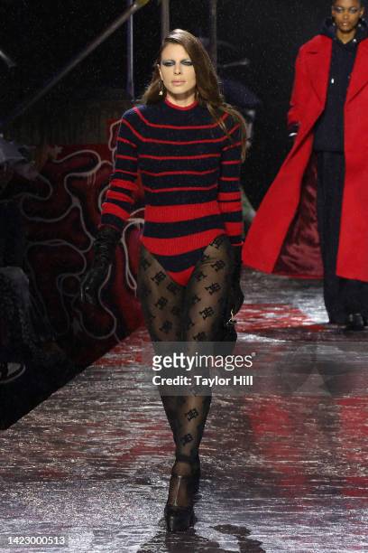 Julia Fox walks the runway at the Tommy Factory New York Fall 2022 fashion show at Skyline Drive-In during New York Fashion Week on September 11,...