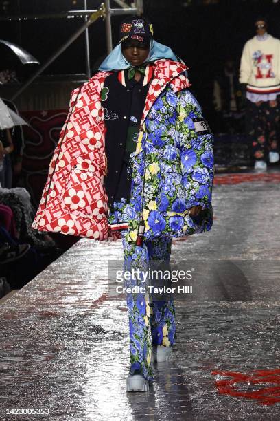 Anyiang walks the runway at the Tommy Factory New York Fall 2022 fashion show at Skyline Drive-In during New York Fashion Week on September 11, 2022...