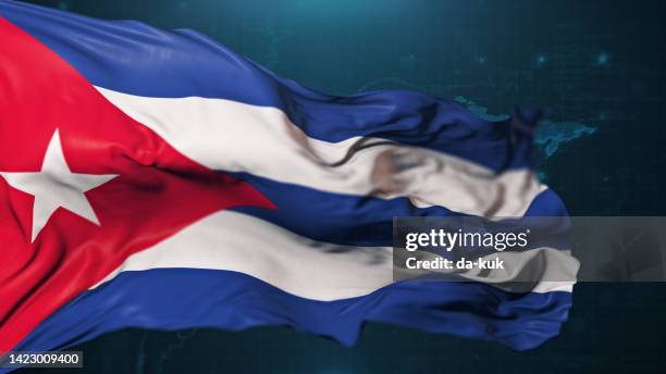 flag of cuba on dark blue background - cuba pattern stock pictures, royalty-free photos & images