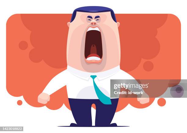 angry businessman screaming - bad employee stock illustrations