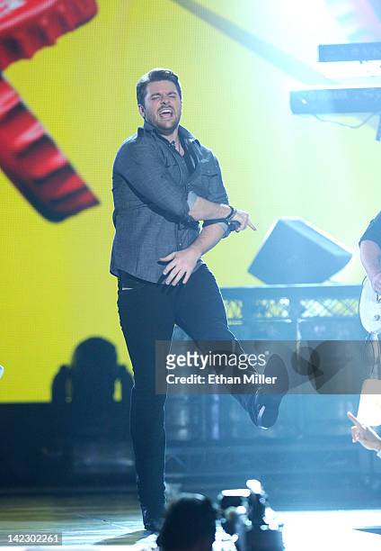 Singer Chris Young performs onstage at the 47th Annual Academy Of Country Music Awards held at the MGM Grand Garden Arena on April 1, 2012 in Las...