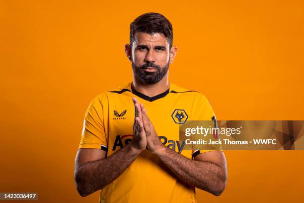 Wolverhampton Wanderers unveil new signing Diego Costa at Molineux on September 08, 2022 in Wolverhampton, England.