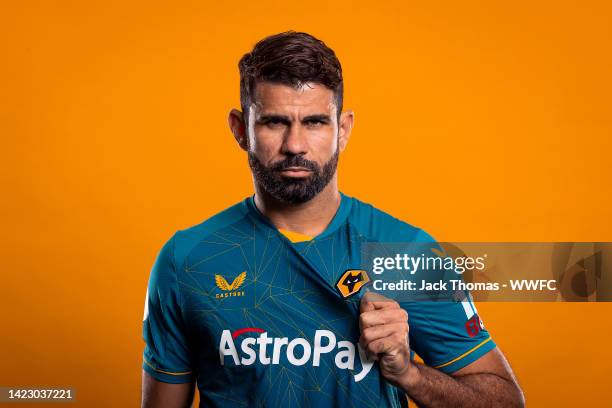 Wolverhampton Wanderers unveil new signing Diego Costa at Molineux on September 08, 2022 in Wolverhampton, England.