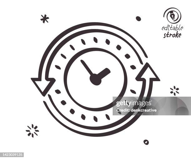 illustrazioni stock, clip art, cartoni animati e icone di tendenza di illustrazione della linea giocosa per la funzione di pianificazione - daylight saving time