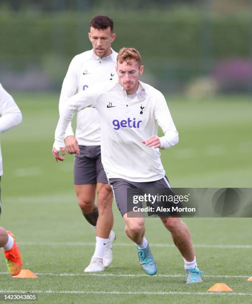 Dejan Kulusevski of Tottenham Hotspur during the Tottenham Hotspur training session ahead of their UEFA Champions League group D match against...