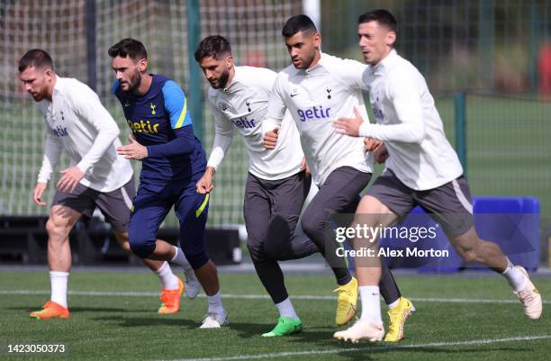 Rodrigo Bentancur of Tottenham Hotspur during the Tottenham Hotspur training session ahead of their UEFA Champions League group D match against...