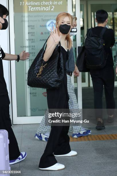 Rose of South Korean girl group BLACKPINK is seen on departure at Incheon International Airport on September 12, 2022 in Incheon, South Korea.
