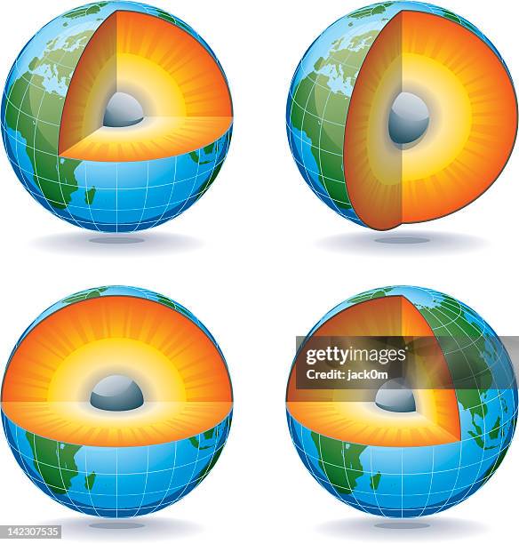 earth globe sections - cross section earth stock illustrations