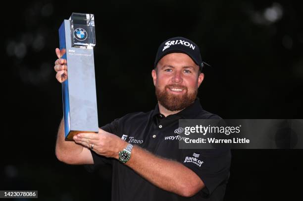 Shane Lowry of Ireland poses with the trophy after winning BMW PGA Championship at Wentworth Golf Club on September 11, 2022 in Virginia Water,...