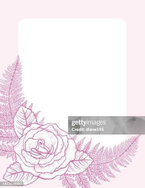 botanical roses invitation card template - wedding background stock illustrations