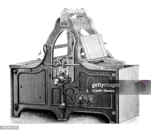 antique illustration, applied mechanics and machines, textile industry: schimmel washing machine - antique washing machine stock illustrations