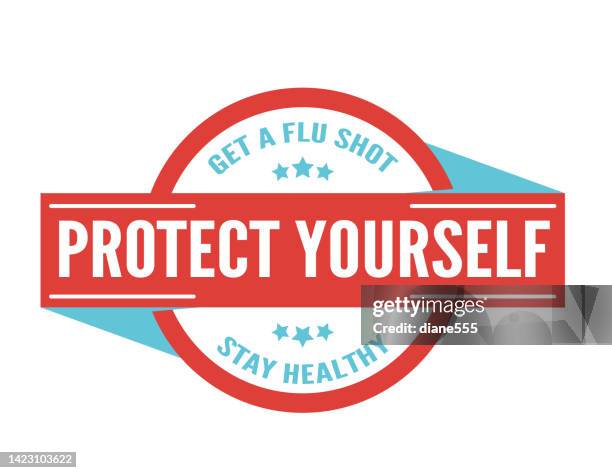 fall "protect yourself" flu shot vaccination icon on transparent background - getting flu shot stock illustrations