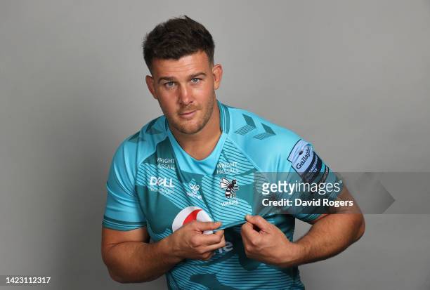Ben Harris poses for a portrait during the Wasps squad photocall for the 2022-2023 Gallagher Premiership Rugby season at Coventry Building Society...