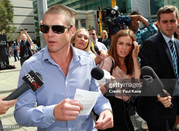 Ben Cousins departs from Perth Magistrates Court on April 2, 2012 in Perth, Australia. Former AFL player, Cousins was arrested last week on drug...