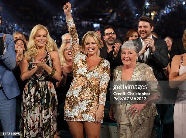 Cassie McConnell, Miranda Lambert and her grandmother in the audience at the 47th Annual Academy Of Country Music Awards held at the MGM Grand Garden...