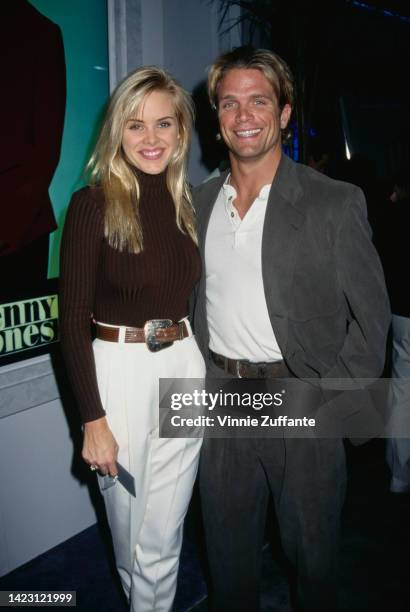 Gena Lee Nolin poses with David Chokachi at NAPTE TV Convention held at Sands Convention Center, Las Vegas, Nevada, United States, 22nd January 1996.