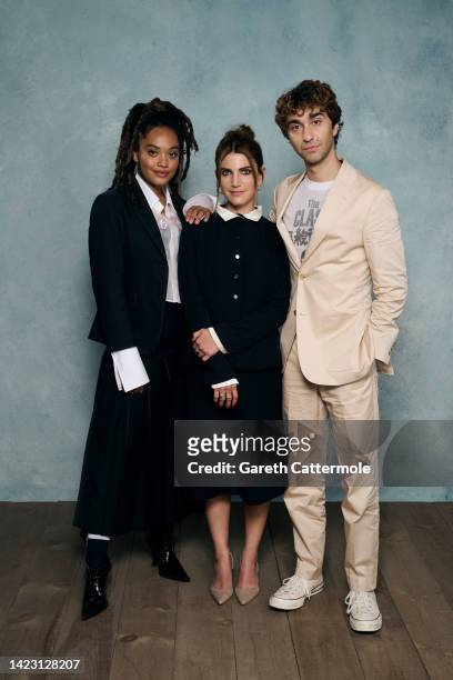 Kiersey Clemons, Sophie Kargman, and Alex Wolff of "Susie Searches" pose in the Getty Images Portrait Studio Presented by IMDb and IMDbPro at Bisha...