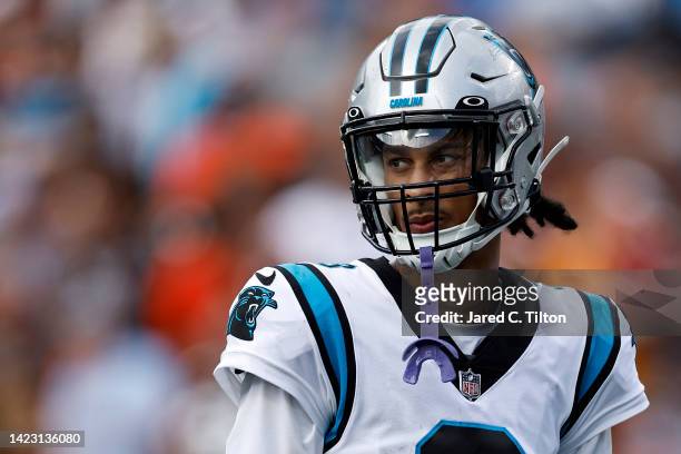 Wide receiver Robbie Anderson of the Carolina Panthers looks on during the second half of their NFL game against the Cleveland Browns at Bank of...