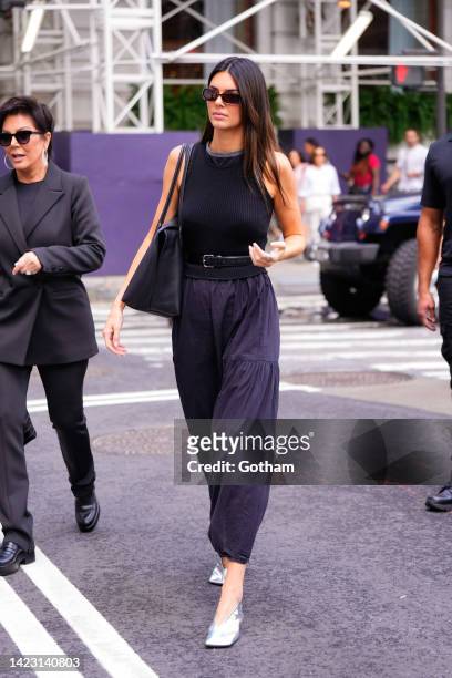 Kris Jenner and Kendall Jenner are seen on September 12, 2022 in New York City.