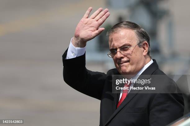 Secretary of Foreign Affairs of Mexico Marcelo Ebrard receives U.S. Secretary of State Antony Blinken at Mexico City International Airport ahead of...