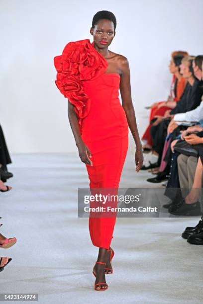 Model walks the runway at the Carolina Herrera fashion show during September 2022 New York Fashion Week: The Shows at The Plaza Hotel on September...