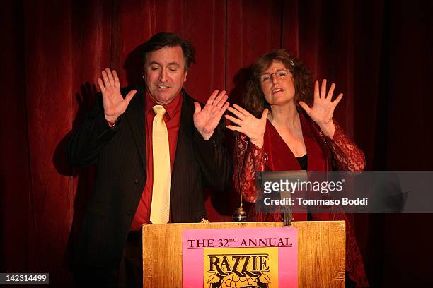 Glenn Simon and Paula Einstein attend the 32nd Annual RAZZIE Awards on April 1, 2012 in Santa Monica, California.
